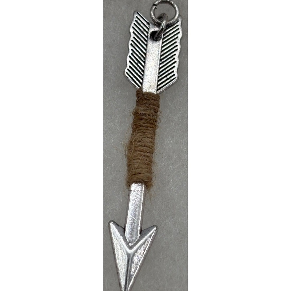 Vintage-Style Arrow Pendant with Twine Wrap Silver Tone Rustic Boho‎ Jewelry